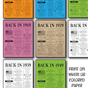 1958 Back in 1958 Fun Facts 1958 Trivia Birthday Sign 1958 16x20, 8x10, 5x7 INSTANT DOWNLOAD image 2