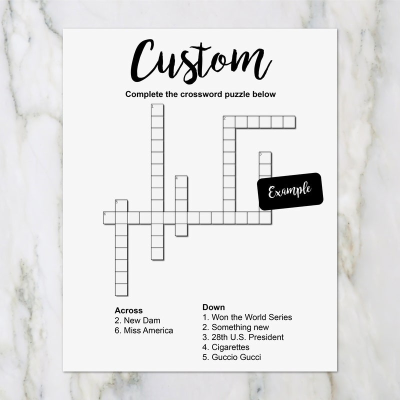 Custom Crosswords Crossword Art - Etsy