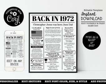 Fun Facts 1972 - Etsy