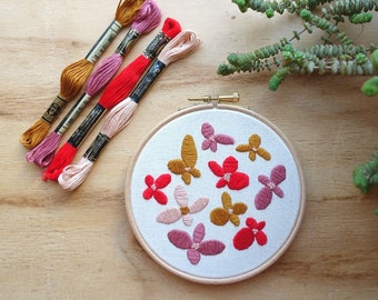 Beginner Floral Embroidery Kit: Contemporary Design, Video Tutorial