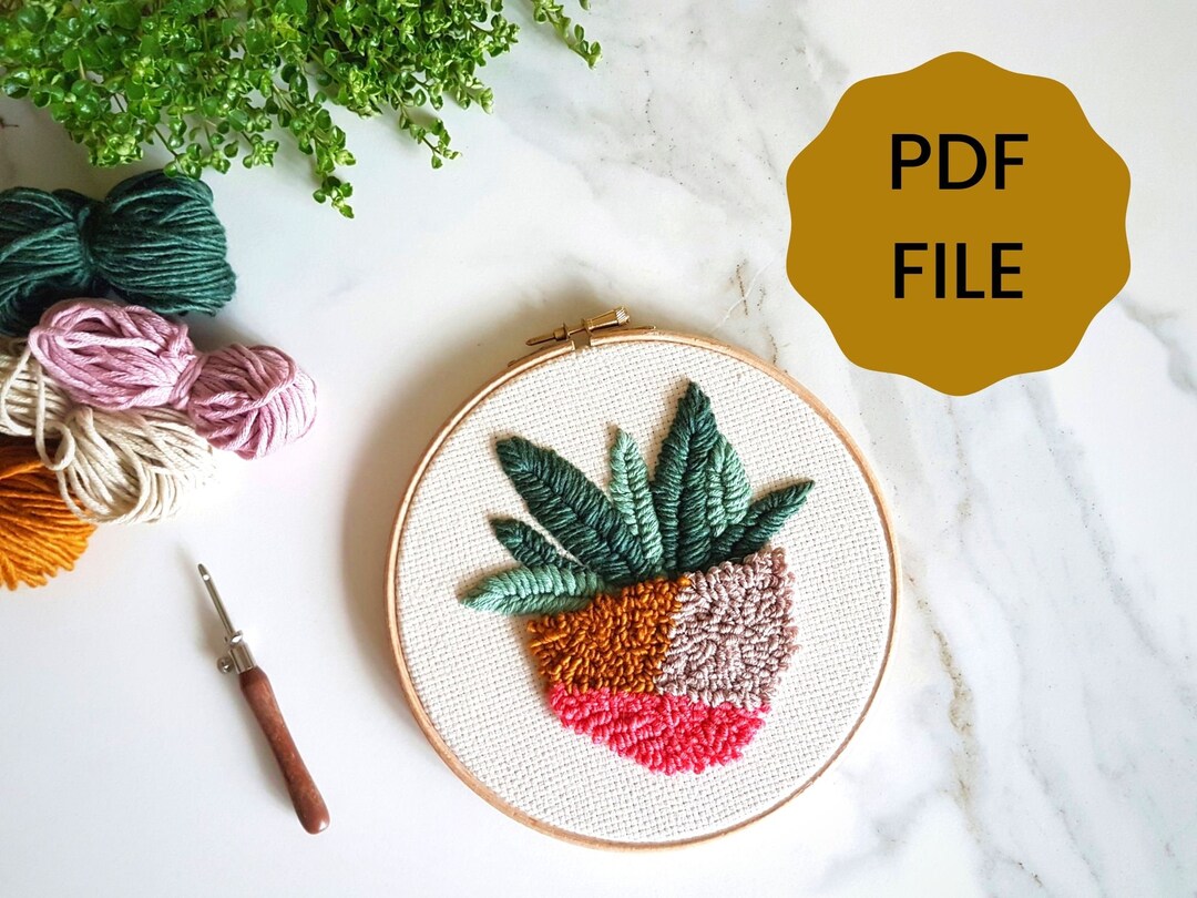 DIGITAL Punch Needle Pattern Succulent PDF - Etsy