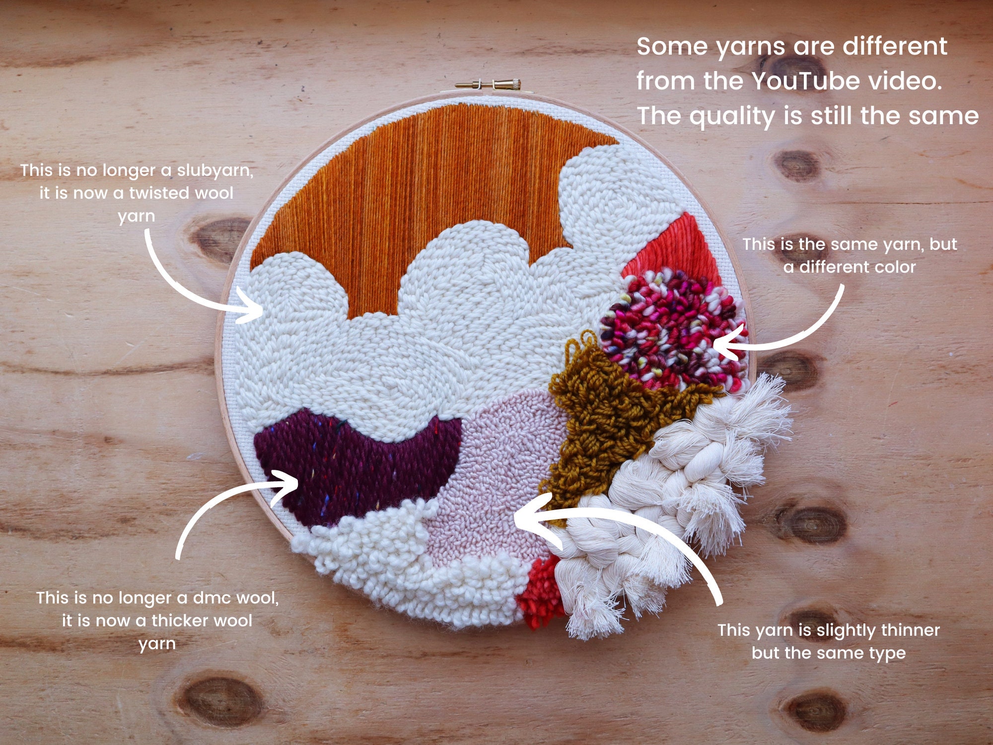 XXL punch needle kit with an abstract pattern and video tutorial on