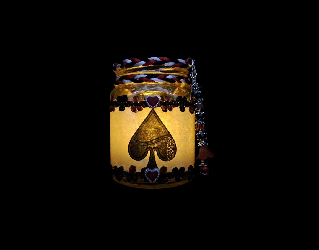Red and Black Hearts and Spades Candle Lantern Tea Light Etsy