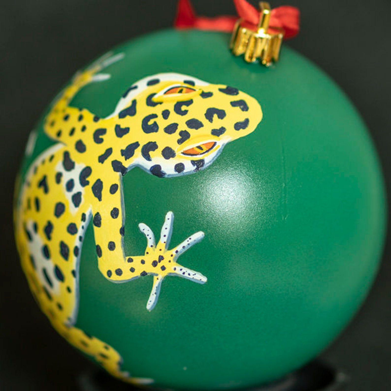Yellow Leopard Gecko Christmas Green Ornament Etsy