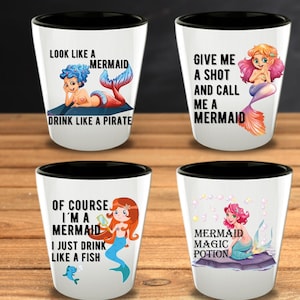 Mermaid Shot Glass Set - 21 st Birthday Gift - Mermaid Glass Gifts for Mermaids Bachelorette Party