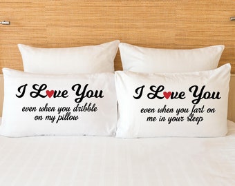 Couples Funny Pillowcases Set Matching Pillows for Her and Him Rude Anniversary Christmas I Love You Gift Husband Wife Groom Bride Wedding