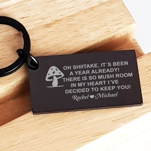 Personalized Mushroom keychain One year Anniversary Gift for Boyfriend Girlfriend,  1 Year Anniversary For Boyfriend, Keyring