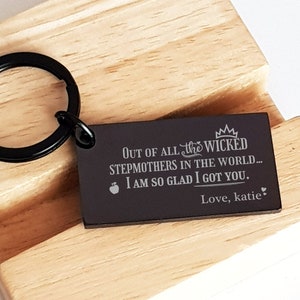 Best Stepmom funny gifts Personalized engraved keychain for my stepmom from stepdaughter or stepson