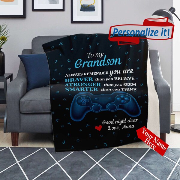 Personalized Grandson Blankets Etsy
