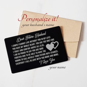 Dear Future Husband, Wallet card Insert for Future Husband, Engagement Gifts for Fiance from Future Wife, Personalized Valentine&#39;s Day Card