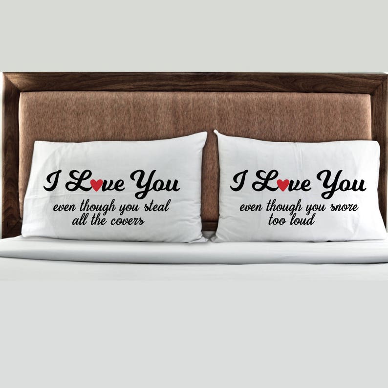 Matching Couples Pillowcases Gifts His and Hers for Husband Etsy