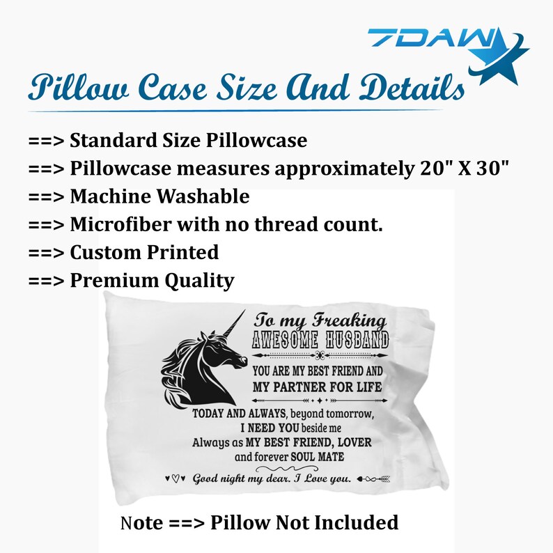 Unicorn Husband Pillow Husband Pillowcase Freaking Awesome Etsy