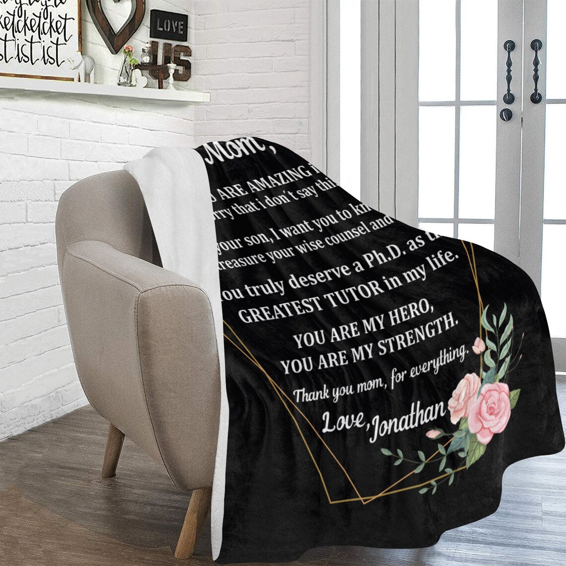 To My Mother From Son Blankets Personalized Fleece Black Etsy