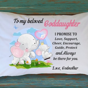 Goddaughter Gifts from Godmother - Goddaughter Birthday - Elephants Pillowcase