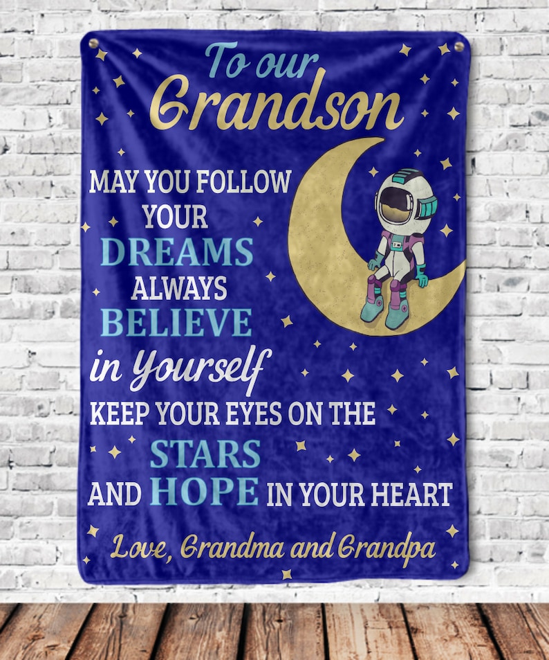 Grandson Blanket From Grandma and Grandpa Boys Blanket Etsy