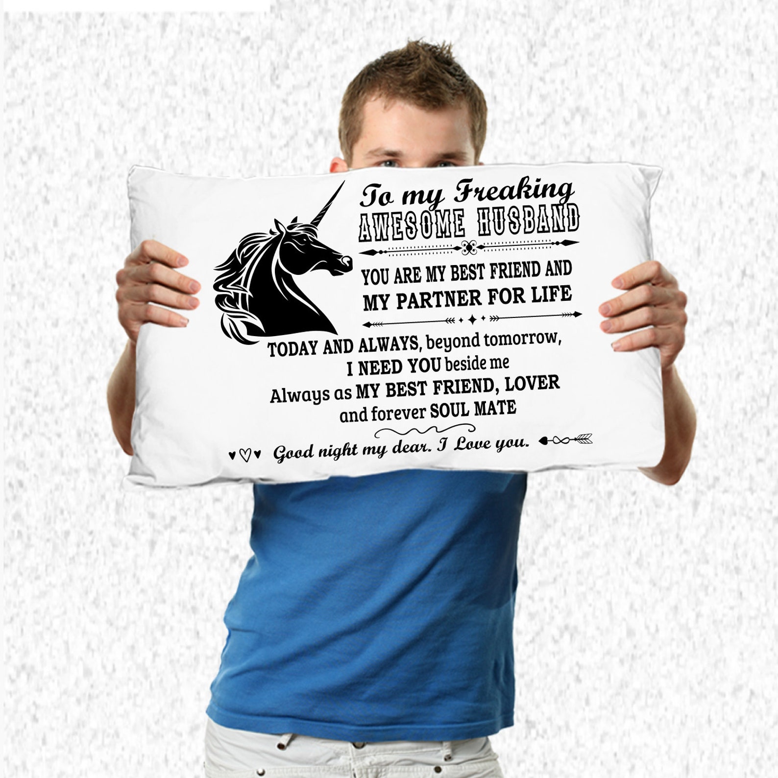 Unicorn Husband Pillow Husband Pillowcase Freaking Awesome Etsy