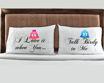 Pillowcases His and Hers Birds Gift Set Couples Gifts Wife Gift Bird Pillow Cases Couple Gift For Husband Birder Decor Anniversary Present