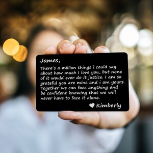 Personalized Metal Wallet Card Engraved Sentimental Romantic Keepsake Gift For Him, Her, Wife, Husband, Valentine's, Anniversary, Christmas