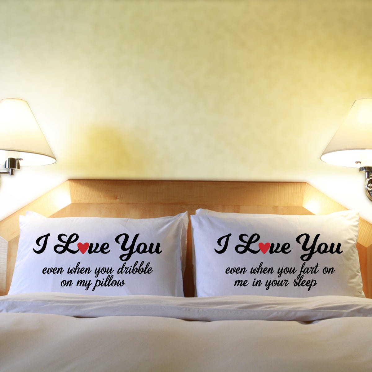 Couples Funny Pillowcases Set Matching Pillows for Her and Him Etsy