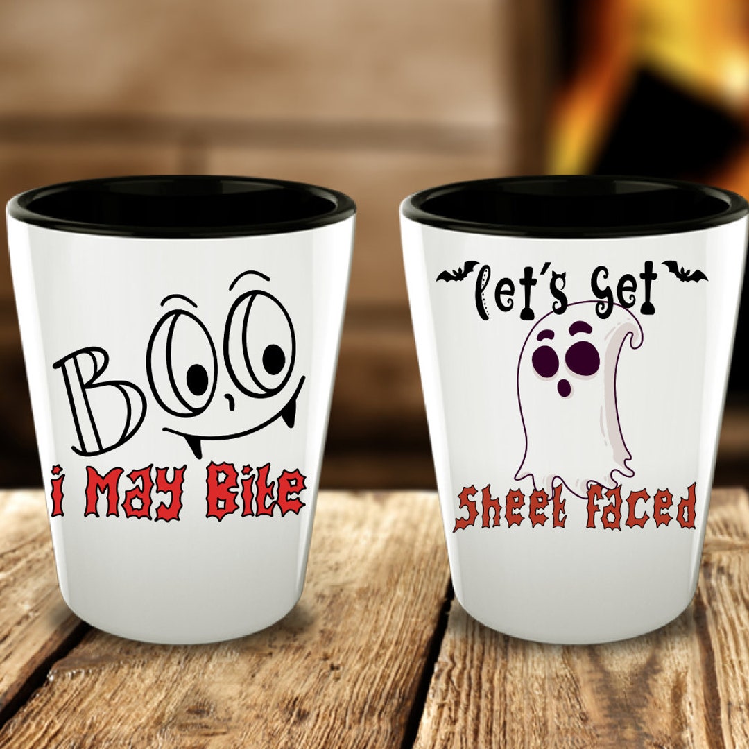 Halloween Shot Glass Set of 2 Sheet Faced Party Favor Birthday Gift ...