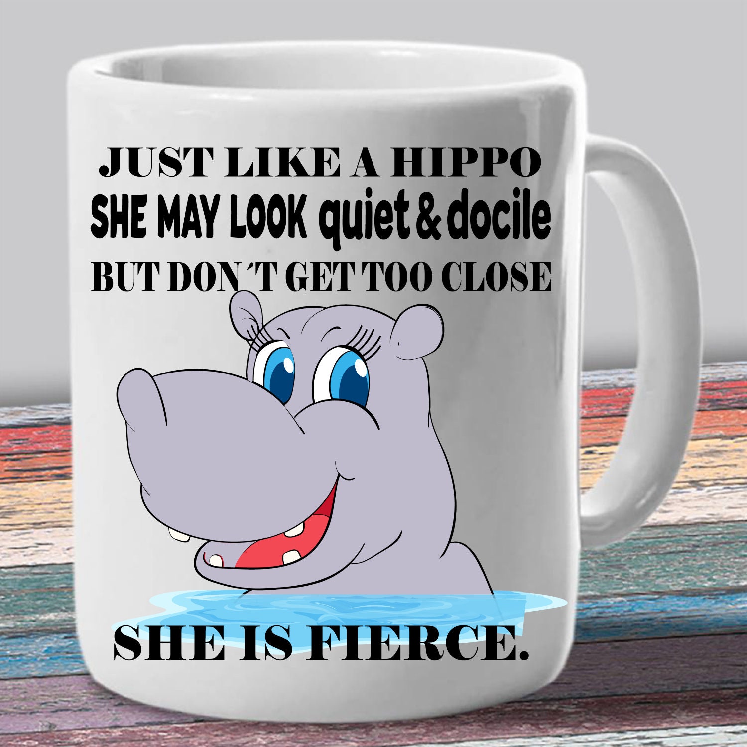 Hippo Gifts She is Fierce Hippopotamus Mug Animal Lover Etsy