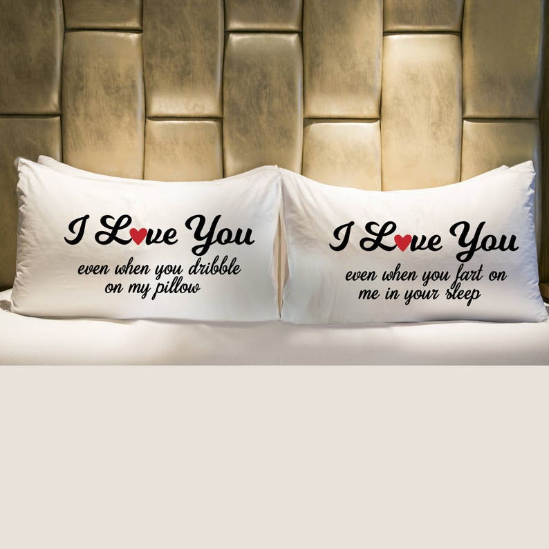 Couples Funny Pillowcases Set Matching Pillows for Her and Him Etsy