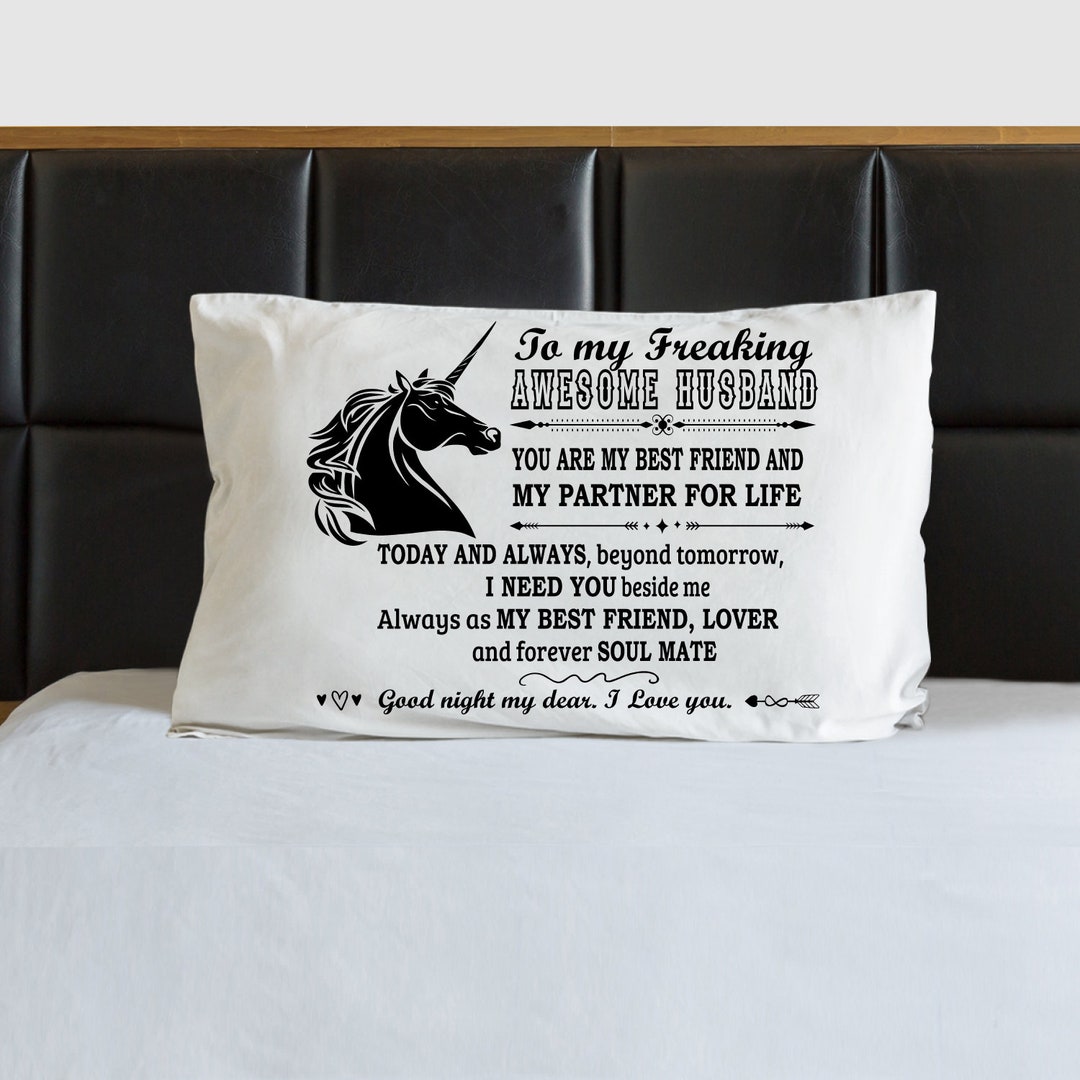 Unicorn Husband Pillow Husband Pillowcase Freaking Awesome Husband