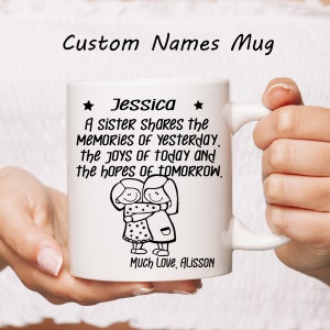 Personalized Sisters Mug Custom Name Gift for Her Sister Birthday Gift National Sister Day Siblings Christmas Present Family Gifts Ideas Sis