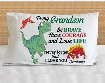 Grandma and Grandson - Dinosaur Toddler Pillowcase - Gift for Grandson