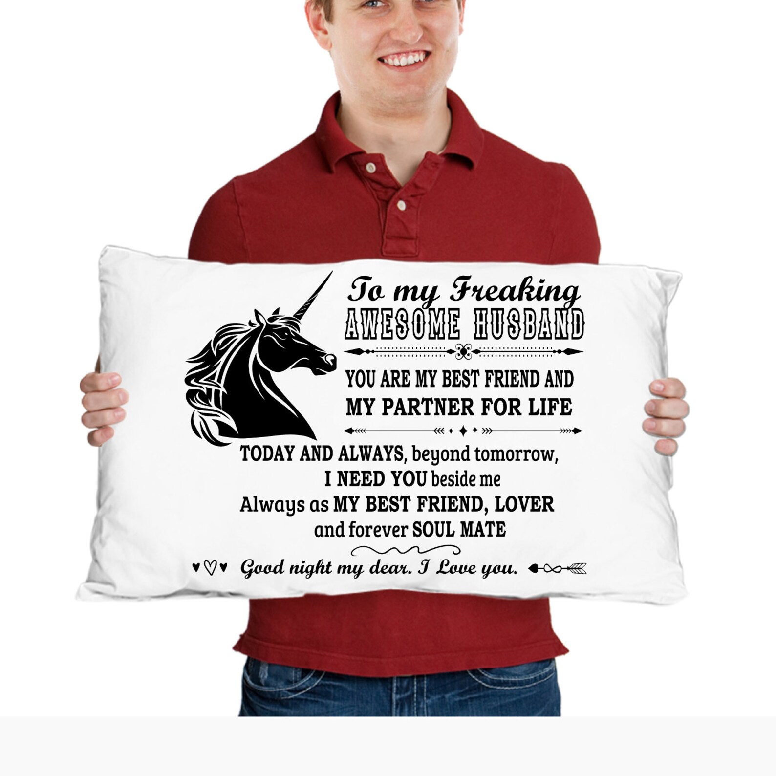 Unicorn Husband Pillow Husband Pillowcase Freaking Awesome Etsy