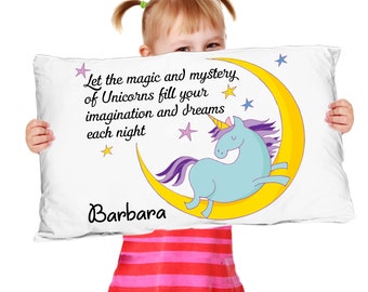 Unicorn Pillowcase Unicorns Pillow Custom Personalized Name Magic Dreams Great Birthday Gift for Her daughter Gift Room Decor from Grandma