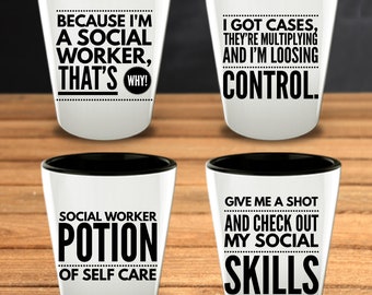 Social Worker Gift Social Work Funny Shot Glasses Graduation Student Gift 21st Birthday Friend Mom Dad Sister Coworker For Her for Him