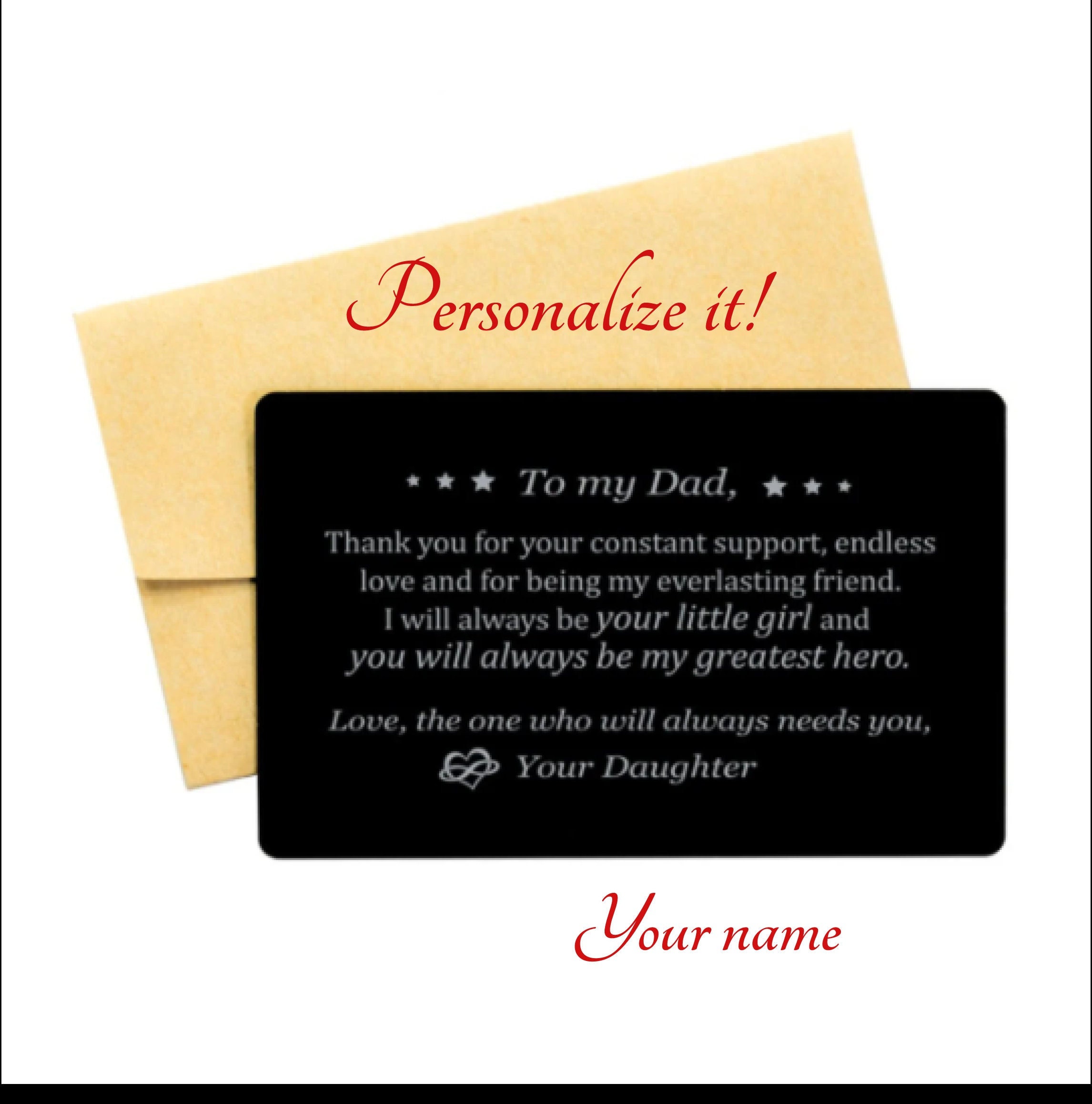 Dad Wallet Card From Daughter Dad Wallet Card Dad Engraved - Etsy