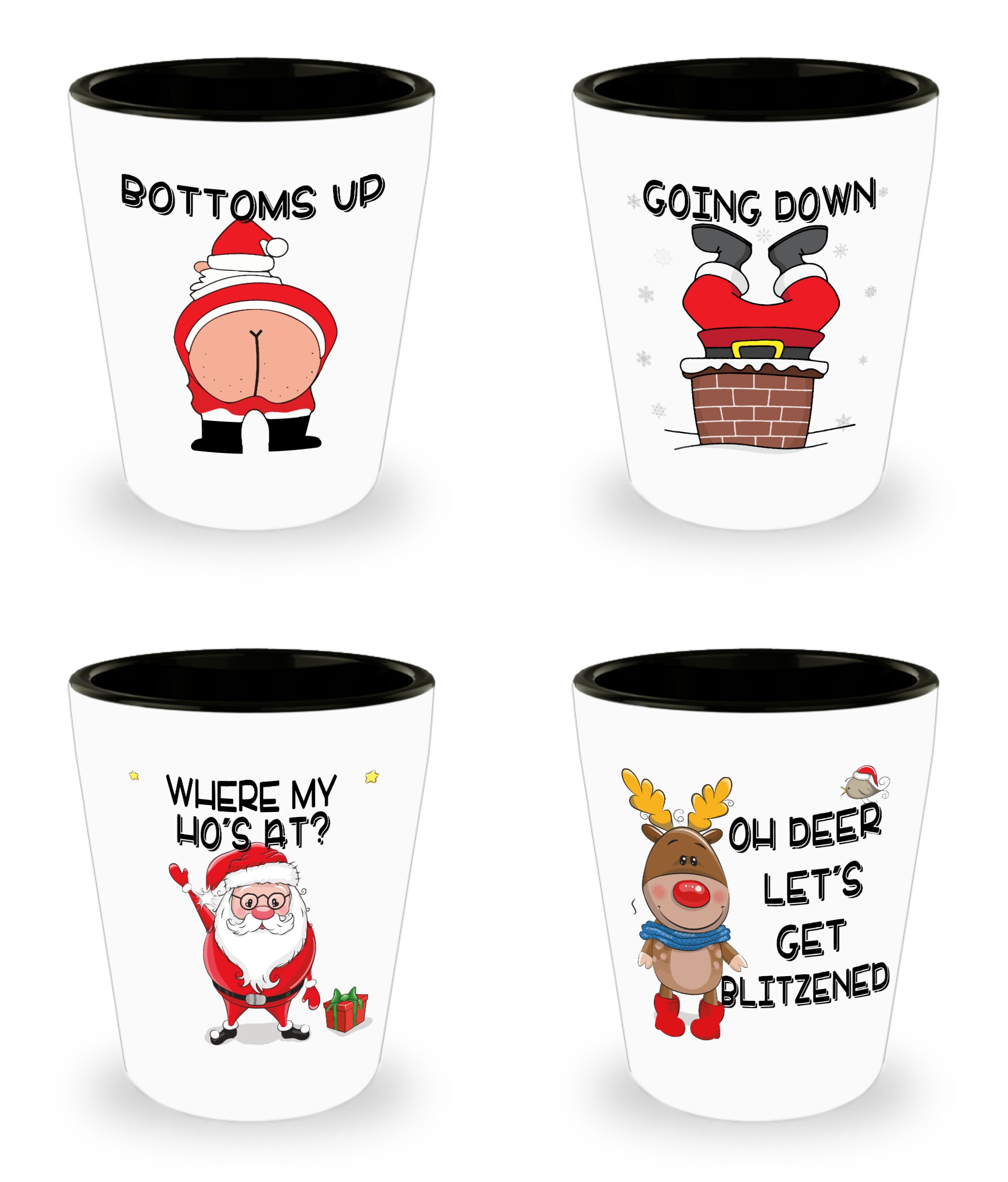 Funny Shot Glasses Christmas Shot Glasses Set White Etsy