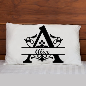 Monogram Pillowcase Initial with Name - Personalized Pillowcase with Monogram in any Color