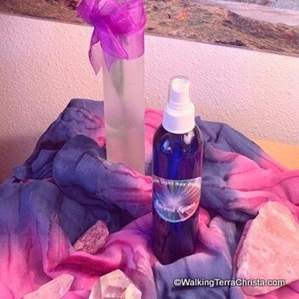 SACRED SPACE CLEARING - Spray~High Vibrational Healing Spray Essential Oils Charged in Mt. Shasta Crystal Infused Water (8 oz. spray bottle)