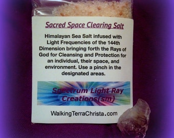 SACRED SPACE CLEARING Spiritual Protection Clearing Salt Infused Attuned High Vibration: Aura Cleanse-Purify-Protect (Himalayan 2 ounces)