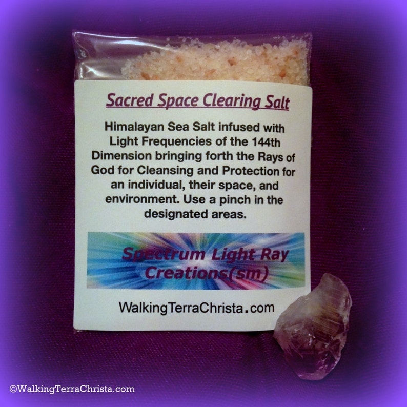 SACRED SPACE CLEARING Spiritual Protection Clearing Salt Infused Attuned High Vibration: Aura Cleanse-Purify-Protect Himalayan 2 ounces image 1