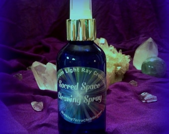 SACRED SPACE CLEARING - Spray~High Vibrational Healing Spray Essential Oils Charged in Mt. Shasta Crystal Infused Water (4 oz. bottle).