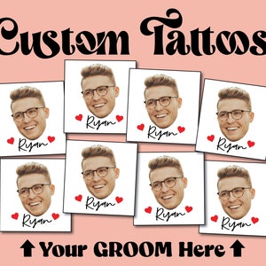 Bachelorette Party Favors Bachelorette Tattoo Bachelorette Party Favor Groom's Face Tattoo Bride Tattoo Bride Gift Funny Gift image 1