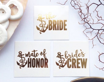 Tatouages d’équipage de mariée pour les fêtes de Bach à thème nautique / Fêtes de yacht / Tatouage d’ancre / Fête de bateau / Bateaux de fête pour Bachelorette / Mariée