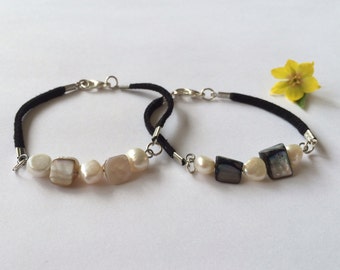 Bracelet with pearls and shells, bracelet for her, valentines day gift, present for her