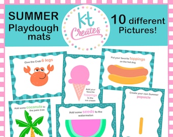 Summer themed Play-Dough Mats- Set of 10!