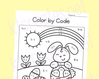 Easter/Spring Color by Code-simple math