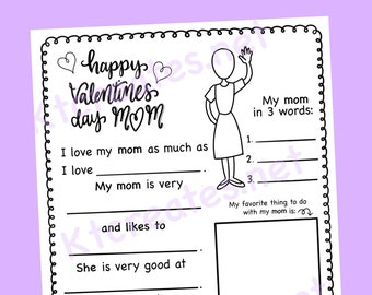 Valentine’s Day Mom card/questionnaire/gift