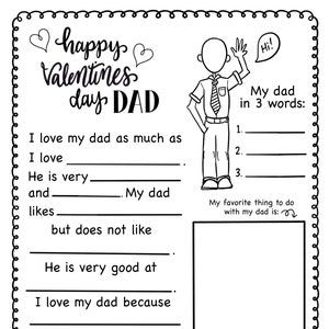 Valentinstag Papa Karte / Fragebogen zum Ausdrucken