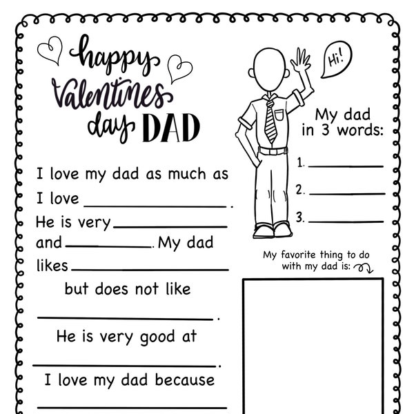 Valentine’s Day Dad card/questionnaire printable