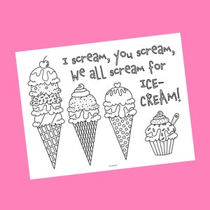 Ice cream summer coloring page