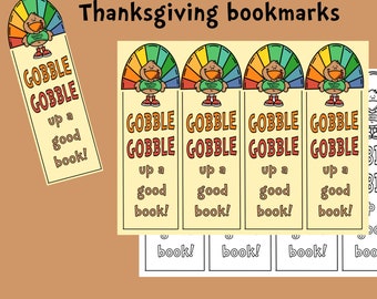 Printable Thanksgiving bookmarks, kids bookmarks