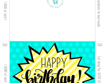 Greeting card printable- 5x7 “happy birthday”, birthday printable card
